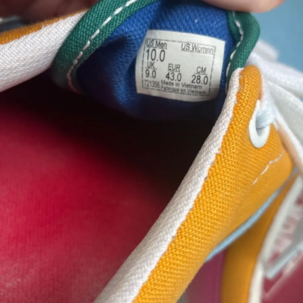 Vans Blue, Yellow, and Pink Low-Top Sneakers